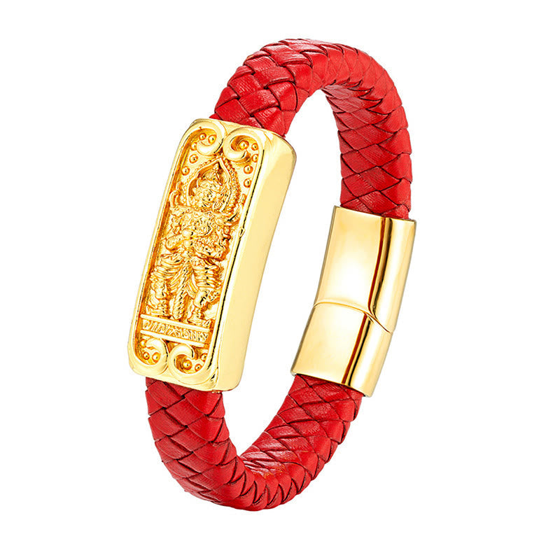 Nimara Ritual Buddha Symbol Titanium Steel Leather Strengthen Bracelet