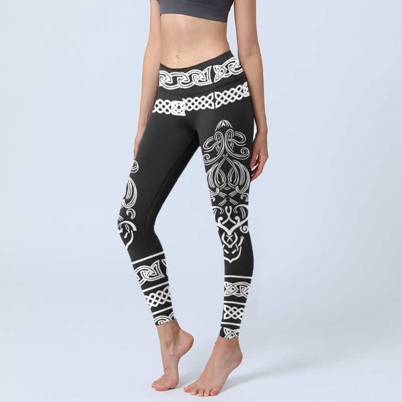 Nimara Ritual Symmetrical Celtic Knot Pattern Print Gym Leggings Women's Yoga Pants