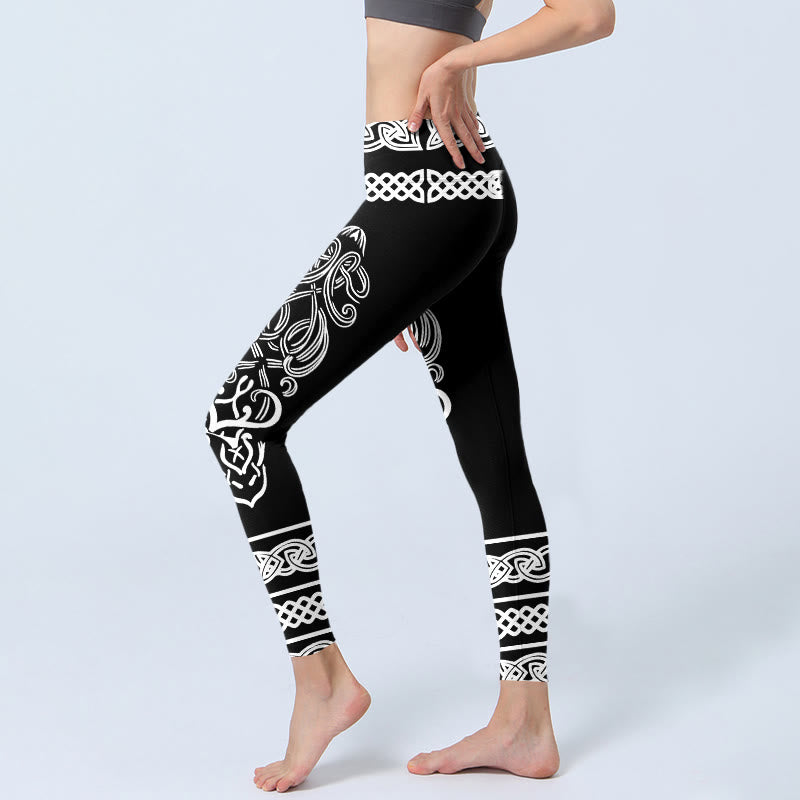 Nimara Ritual Symmetrical Celtic Knot Pattern Print Gym Leggings Women's Yoga Pants