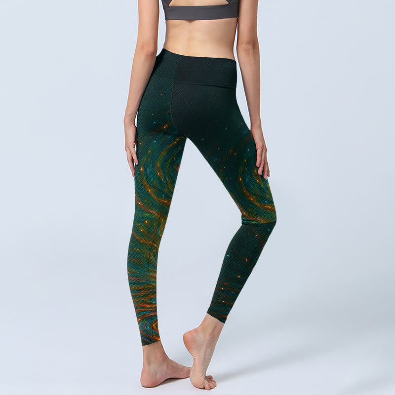 Nimara Ritual Gorgeous Lotus Water Ripples Pattern Print Gym Leggings Women's Yoga Pants