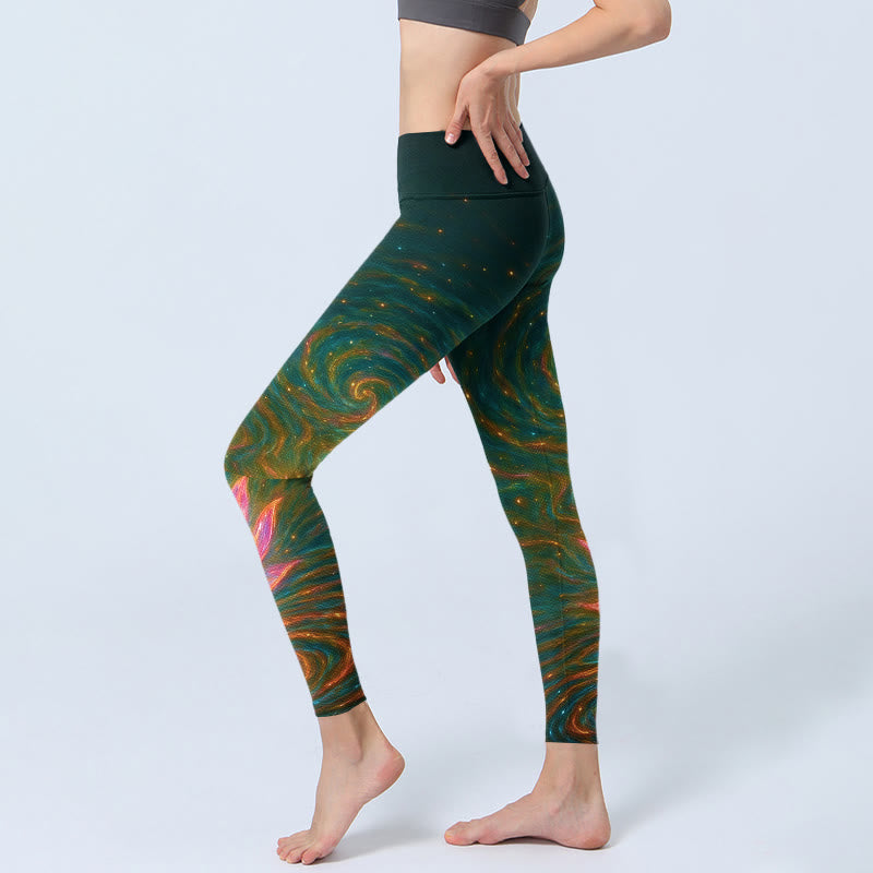 Nimara Ritual Gorgeous Lotus Water Ripples Pattern Print Gym Leggings Women's Yoga Pants