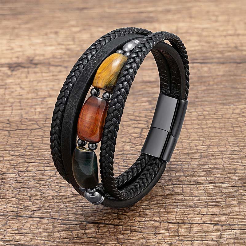 Nimara Ritual Natural Tiger Eye Green Tiger Eye Red Tiger Eye Leather Strengthen Bracelet