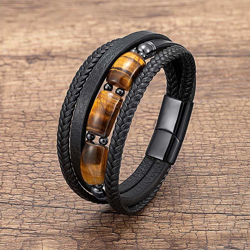 Nimara Ritual Natural Tiger Eye Green Tiger Eye Red Tiger Eye Leather Strengthen Bracelet