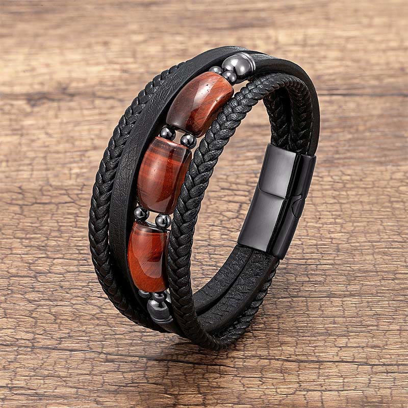 Nimara Ritual Natural Tiger Eye Green Tiger Eye Red Tiger Eye Leather Strengthen Bracelet
