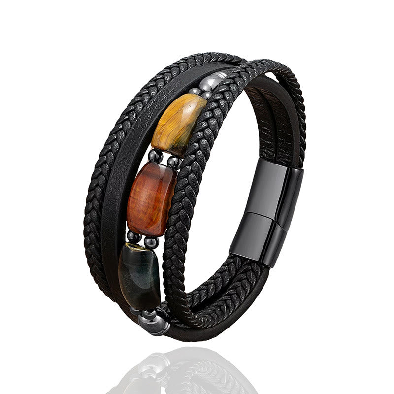 Nimara Ritual Natural Tiger Eye Green Tiger Eye Red Tiger Eye Leather Strengthen Bracelet