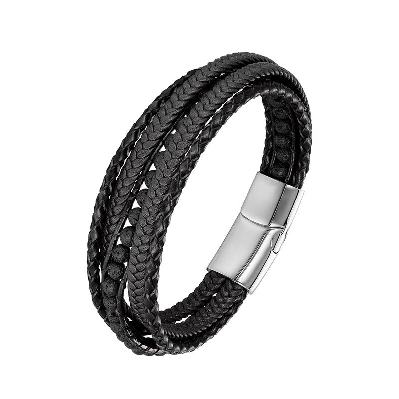 Nimara Ritual Hematite Indian Agate Tiger Eye Amazonite Beaded Leather Strengthen Bracelet