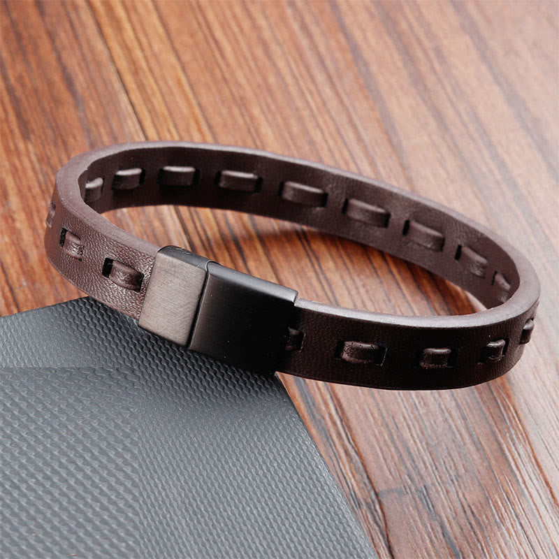 Nimara Ritual Titanium Steel Buckle Multilayered Braided Leather Calm Bracelet