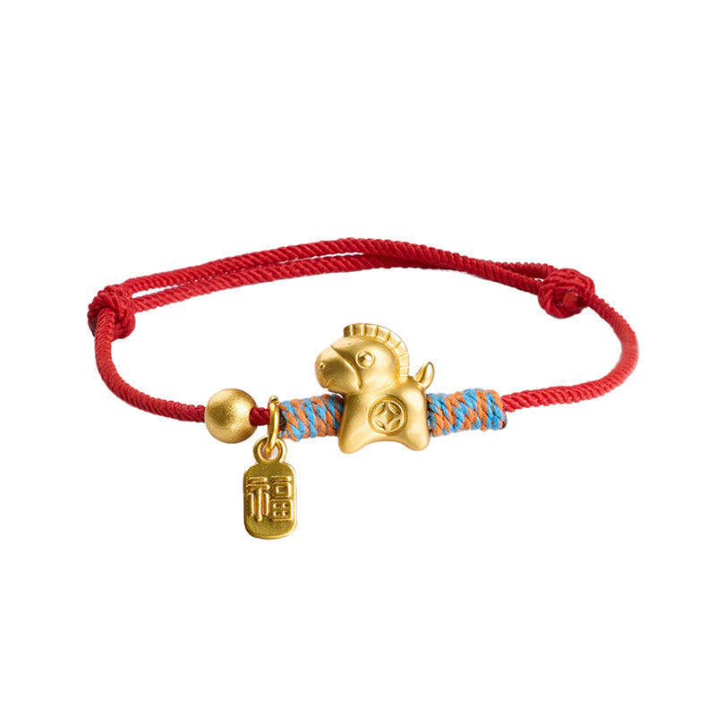 Nimara Ritual Year Of The Horse Fu Character Handwoven String Luck Connection Bracelet