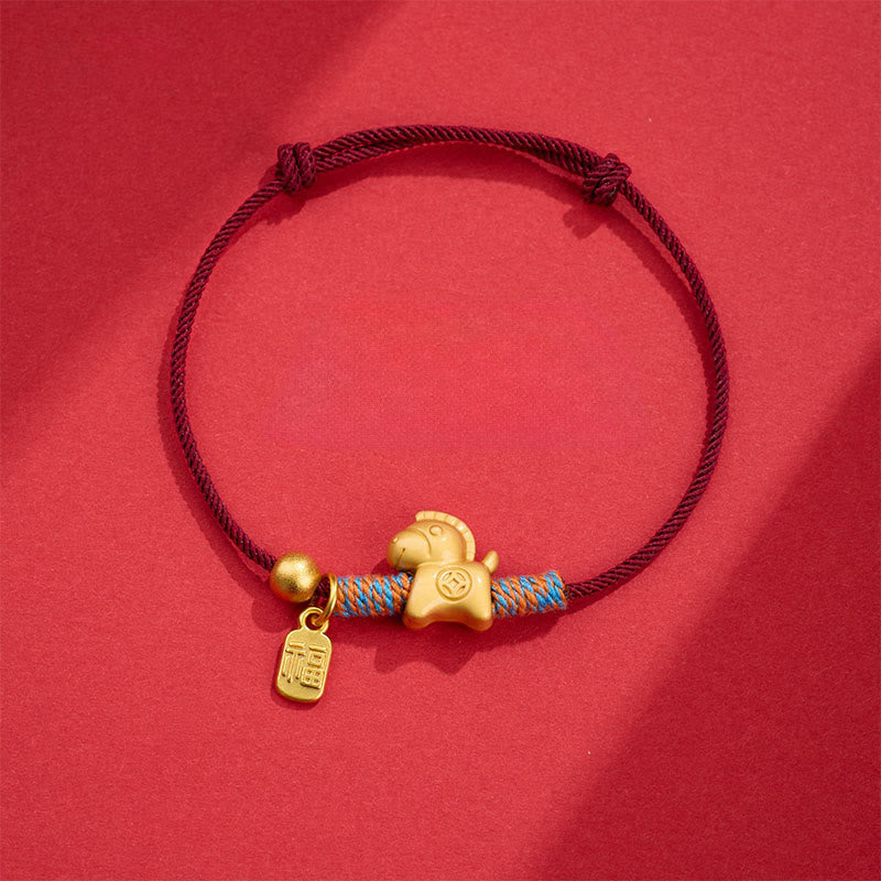 Nimara Ritual Year Of The Horse Fu Character Handwoven String Luck Connection Bracelet