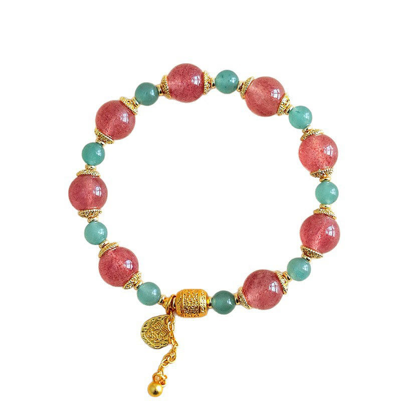 Nimara Ritual Natural Strawberry Quartz Moonstone Healing Positive Beads Bracelet