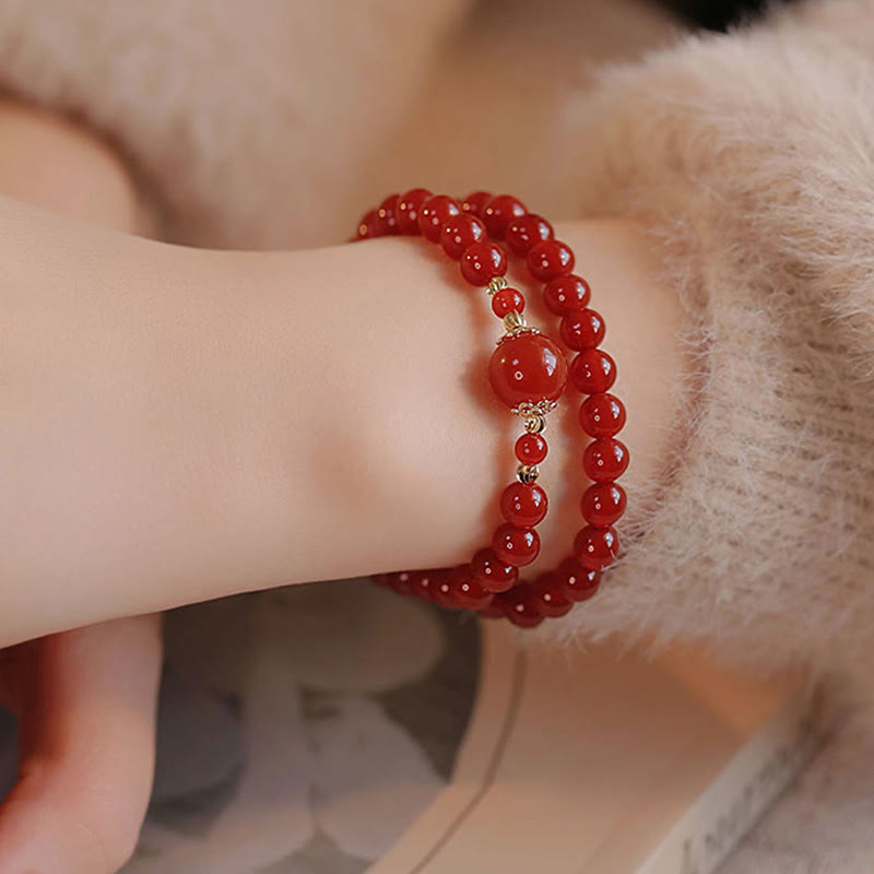 Nimara Ritual Double Wrap Red Agate Beaded Self-acceptance Confidence Bracelet