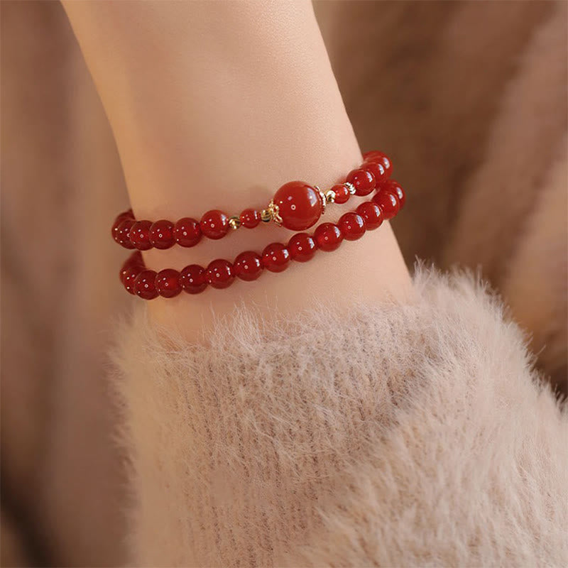 Nimara Ritual Double Wrap Red Agate Beaded Self-acceptance Confidence Bracelet