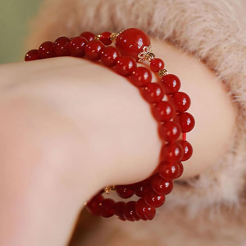 Nimara Ritual Double Wrap Red Agate Beaded Self-acceptance Confidence Bracelet