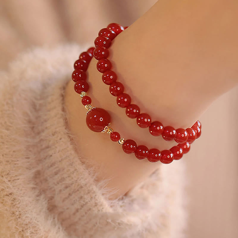 Nimara Ritual Double Wrap Red Agate Beaded Self-acceptance Confidence Bracelet