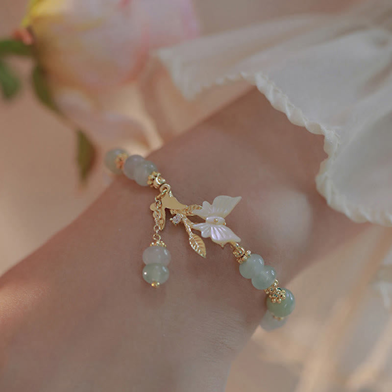 Nimara Ritual Butterfly Charm Hetian Jade Adjustable Chain Prosperity Bracelet