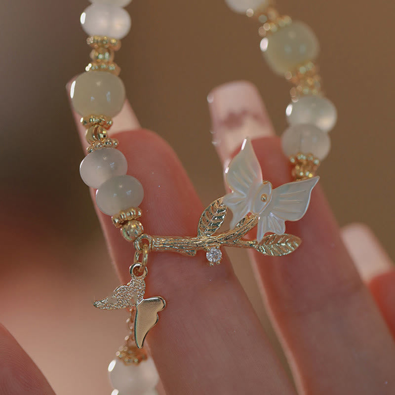 Nimara Ritual Butterfly Charm Hetian Jade Adjustable Chain Prosperity Bracelet
