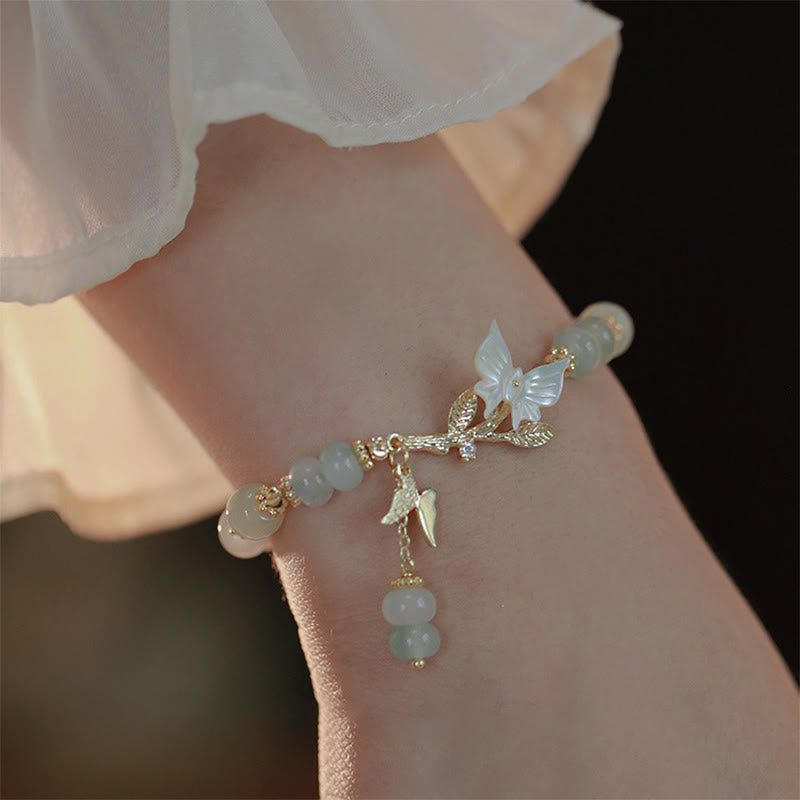 Nimara Ritual Butterfly Charm Hetian Jade Adjustable Chain Prosperity Bracelet