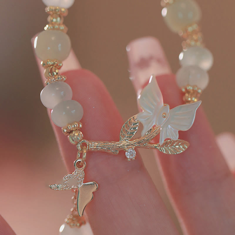 Nimara Ritual Butterfly Charm Hetian Jade Adjustable Chain Prosperity Bracelet