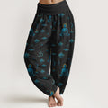 Nimara Ritual Cotton Om Symbol Lotus Cloud Buddha Pattern Women's Elastic Waist Harem Pants