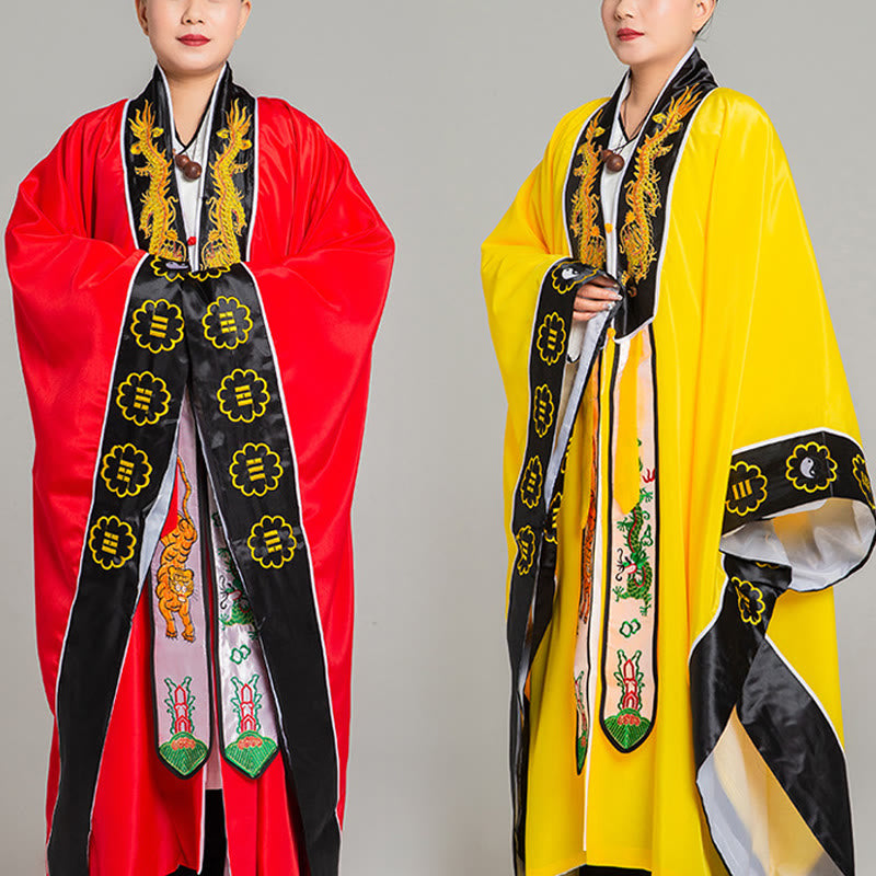 Nimara Ritual Wudang Embroidery Dragon Tiger Long Wide Sleeve Unisex Taoist Robe Kimono For Qigong Ceremony