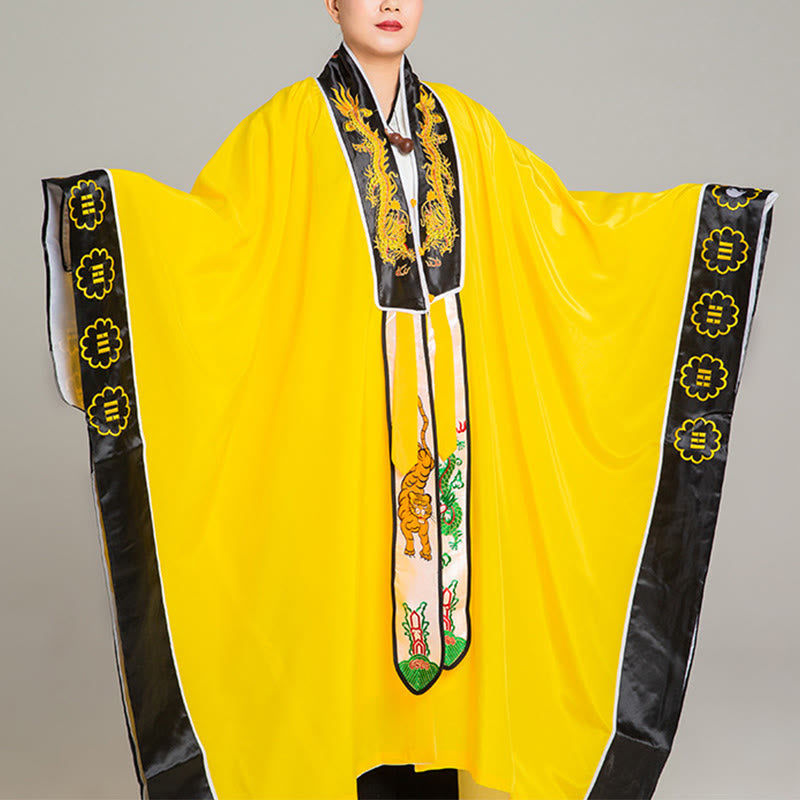 Nimara Ritual Wudang Embroidery Dragon Tiger Long Wide Sleeve Unisex Taoist Robe Kimono For Qigong Ceremony