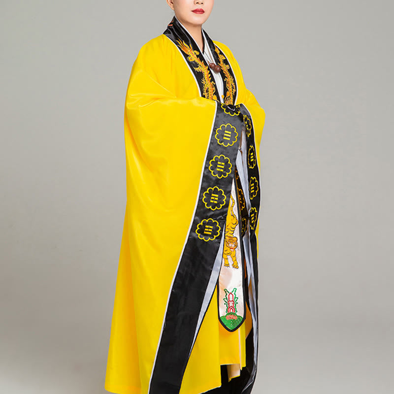 Nimara Ritual Wudang Embroidery Dragon Tiger Long Wide Sleeve Unisex Taoist Robe Kimono For Qigong Ceremony