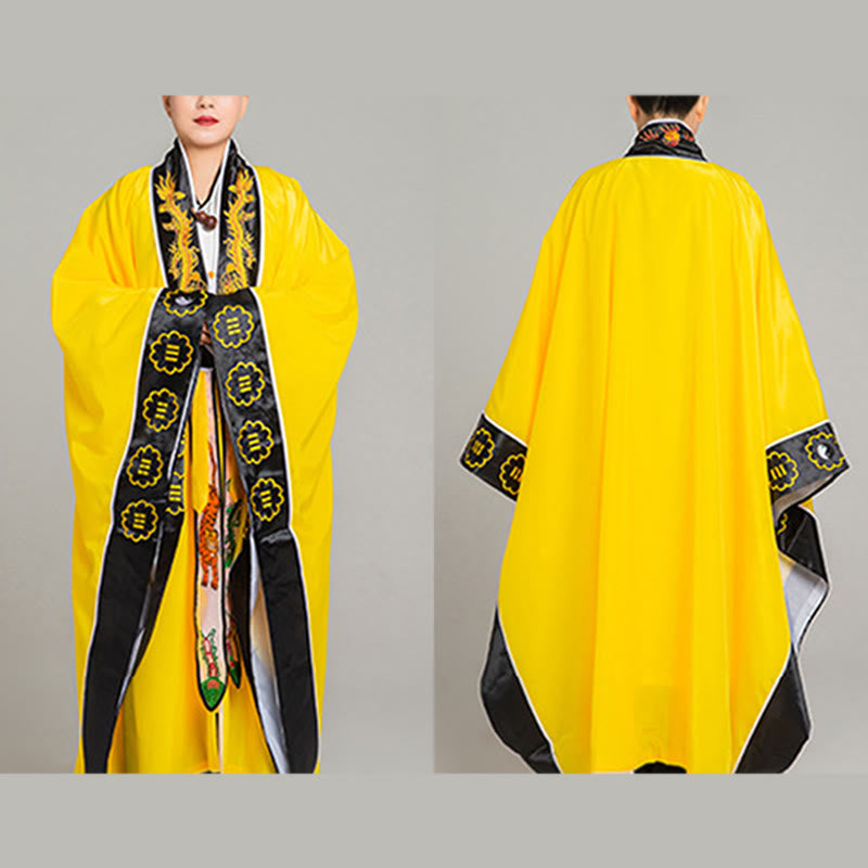 Nimara Ritual Wudang Embroidery Dragon Tiger Long Wide Sleeve Unisex Taoist Robe Kimono For Qigong Ceremony