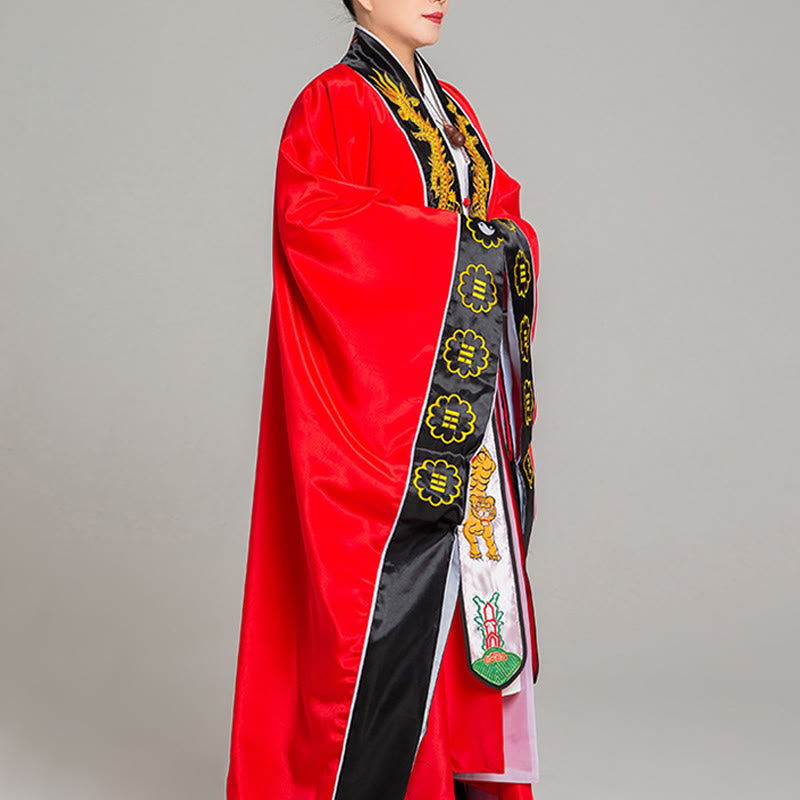 Nimara Ritual Wudang Embroidery Dragon Tiger Long Wide Sleeve Unisex Taoist Robe Kimono For Qigong Ceremony