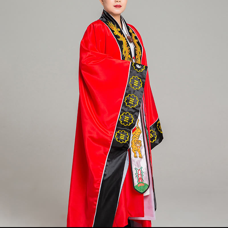 Nimara Ritual Wudang Embroidery Dragon Tiger Long Wide Sleeve Unisex Taoist Robe Kimono For Qigong Ceremony