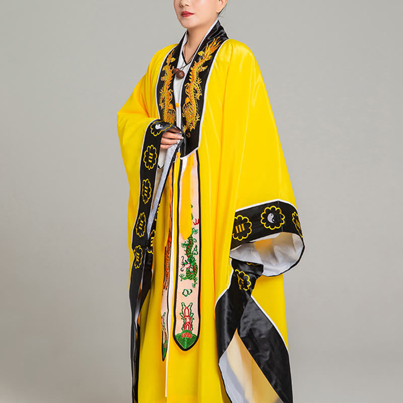 Nimara Ritual Wudang Embroidery Dragon Tiger Long Wide Sleeve Unisex Taoist Robe Kimono For Qigong Ceremony
