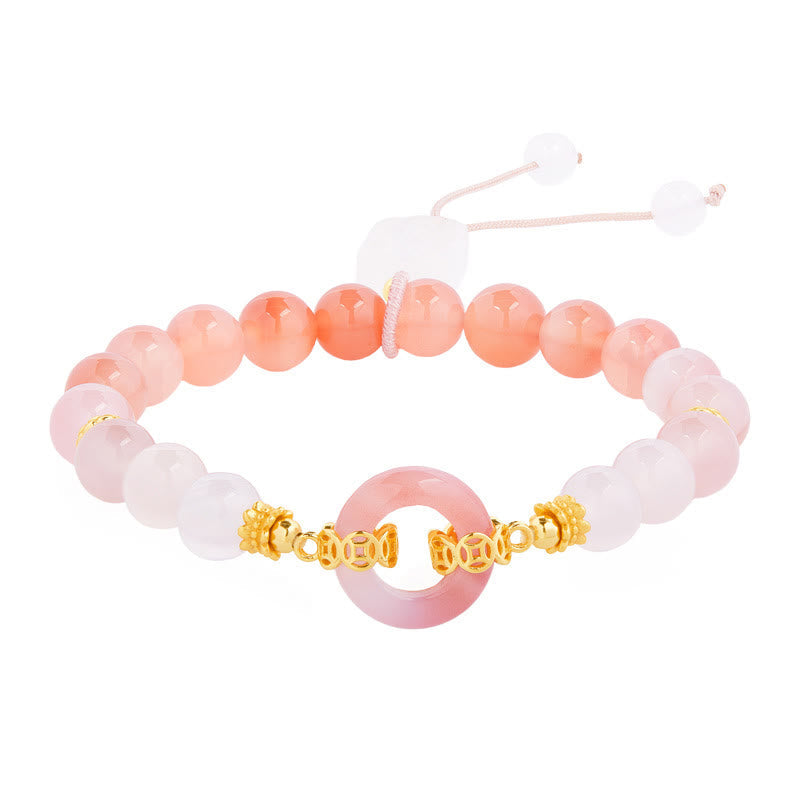 Nimara Ritual 925 Sterling Silver Red Agate White Chalcedony Peace Buckle Confidence Bracelet