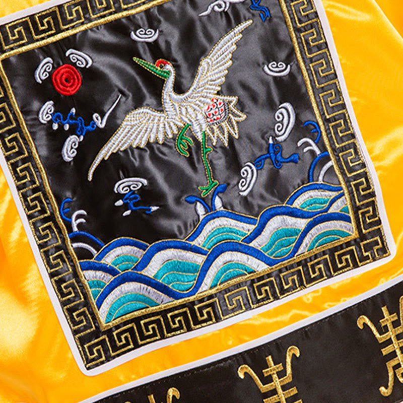 Nimara Ritual Wudang Crane Embroidery Long Wide Sleeve Unisex Taoist Robe Gown Kimono For Qigong Tai Chi Ceremony