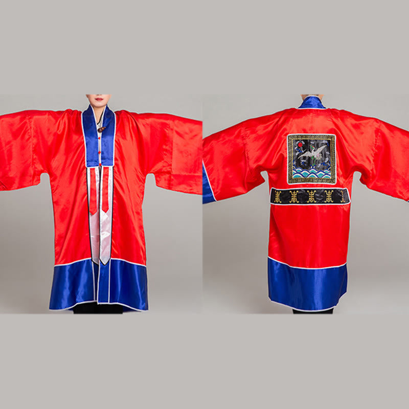 Nimara Ritual Wudang Crane Embroidery Long Wide Sleeve Unisex Taoist Robe Gown Kimono For Qigong Tai Chi Ceremony