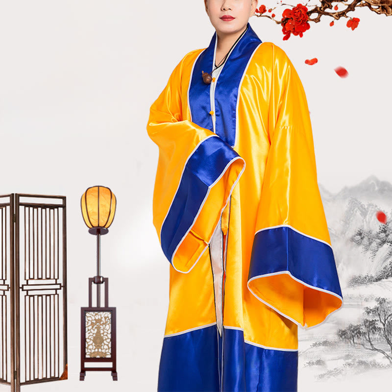 Nimara Ritual Wudang Crane Embroidery Long Wide Sleeve Unisex Taoist Robe Gown Kimono For Qigong Tai Chi Ceremony