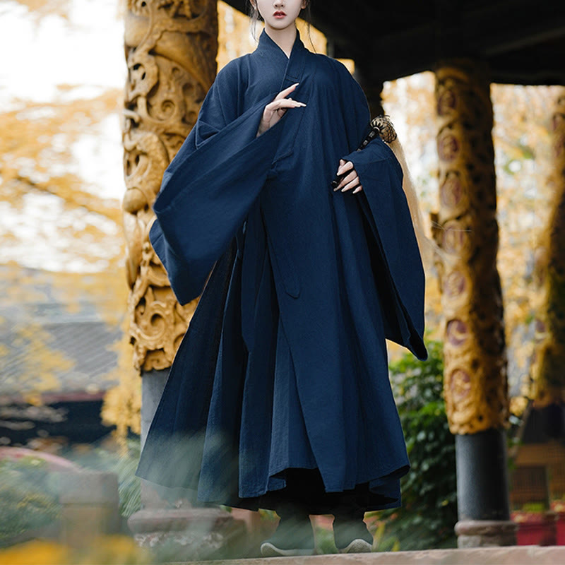Nimara Ritual Fall Winter Wudang Traditional Tai Chi Martial Arts Ceremony Linen Long Sleeve Unisex Taoist Long Robe
