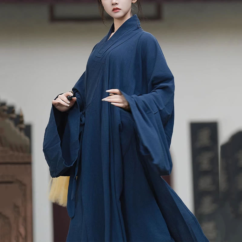 Nimara Ritual Fall Winter Wudang Traditional Tai Chi Martial Arts Ceremony Linen Long Sleeve Unisex Taoist Long Robe