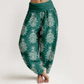 Nimara Ritual Cotton Neatly Arranged Hamsa's Hand Pattern Women's Elastic Waist Harem Pants