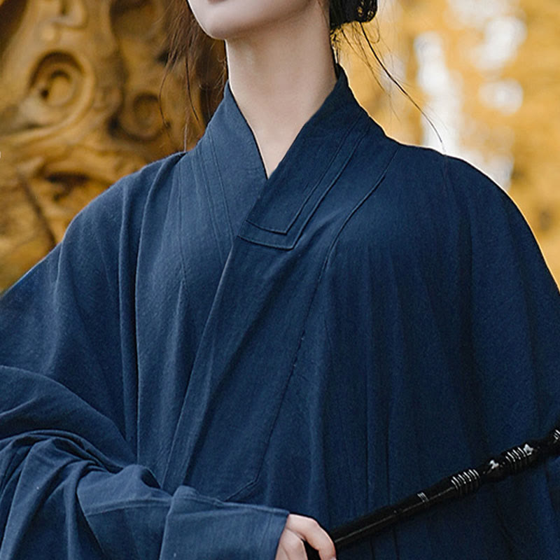 Nimara Ritual Fall Winter Wudang Traditional Tai Chi Martial Arts Ceremony Linen Long Sleeve Unisex Taoist Long Robe