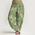 Nimara Ritual Cotton Fresh Flower Bud Pattern Women's Elastic Waist Harem Pants