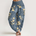 Nimara Ritual Cotton Fresh Refined Flower Leaf Pattern Women's Elastic Waist Harem Pants