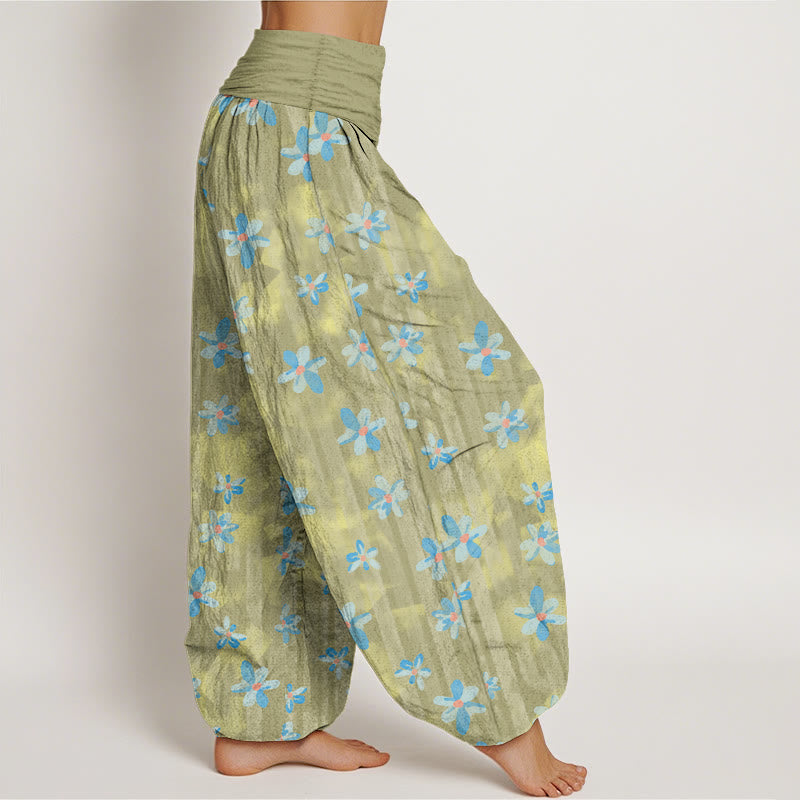 Nimara Ritual Cotton Simple Style Flower Pattern Women's Elastic Waist Harem Pants