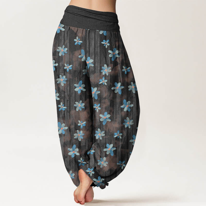 Nimara Ritual Cotton Simple Style Flower Pattern Women's Elastic Waist Harem Pants