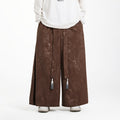 Nimara Ritual Dragon Jacquard Drawstring Design Men's Corduroy Wide Leg Pants With Pockets