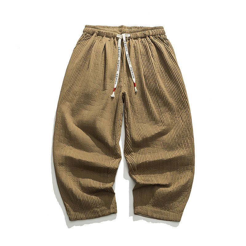 Nimara Ritual Fall Solid Color Drawstring Men's Ankle-Length Harem Pants With Pockets