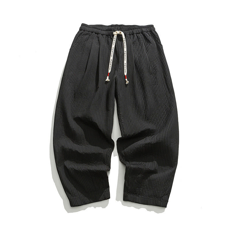 Nimara Ritual Fall Solid Color Drawstring Men's Ankle-Length Harem Pants With Pockets