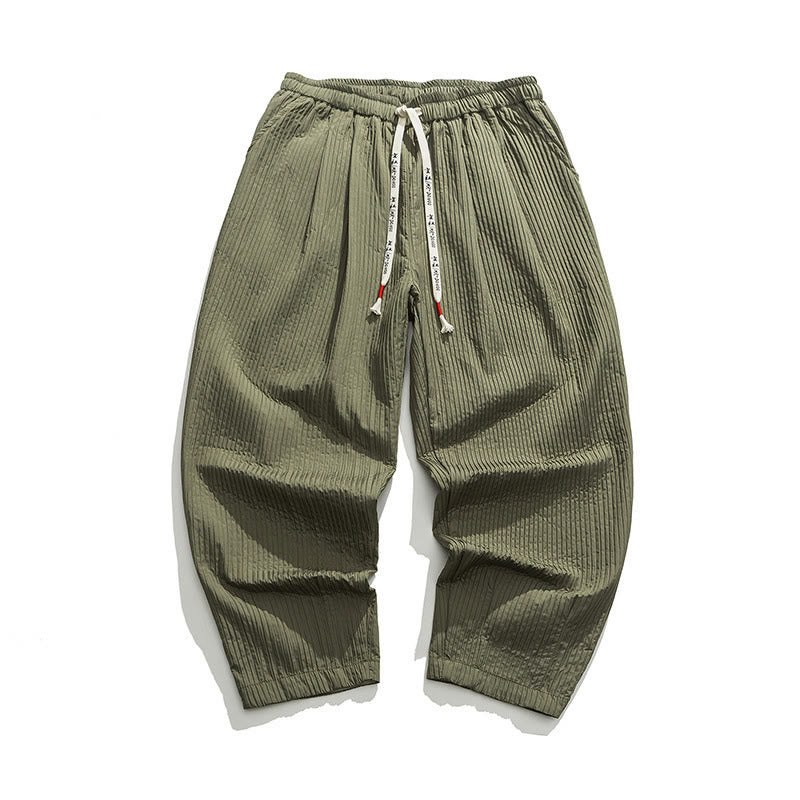 Nimara Ritual Fall Solid Color Drawstring Men's Ankle-Length Harem Pants With Pockets