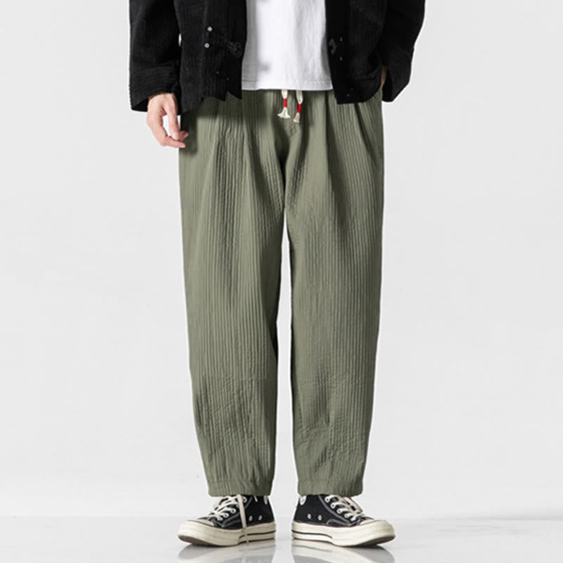 Nimara Ritual Fall Solid Color Drawstring Men's Ankle-Length Harem Pants With Pockets