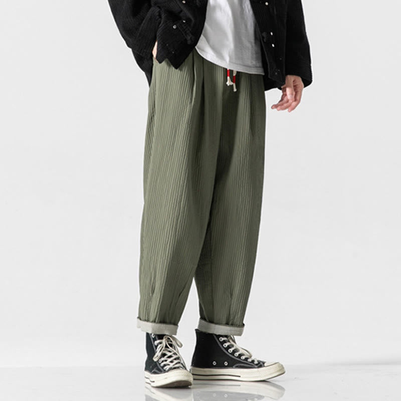 Nimara Ritual Fall Solid Color Drawstring Men's Ankle-Length Harem Pants With Pockets