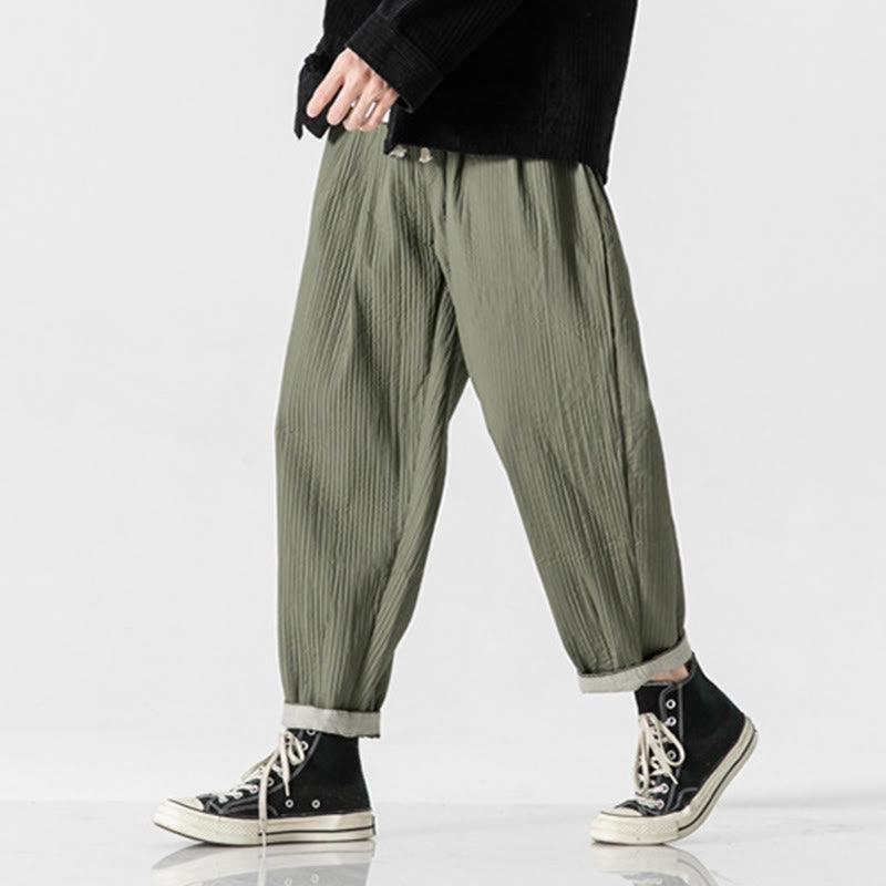 Nimara Ritual Fall Solid Color Drawstring Men's Ankle-Length Harem Pants With Pockets