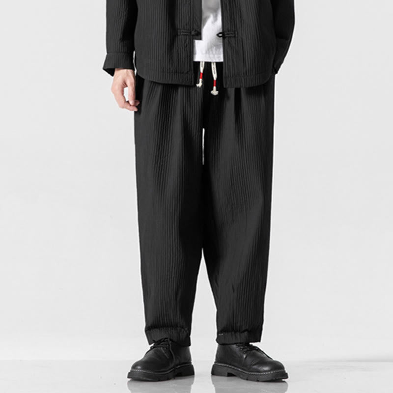 Nimara Ritual Fall Solid Color Drawstring Men's Ankle-Length Harem Pants With Pockets
